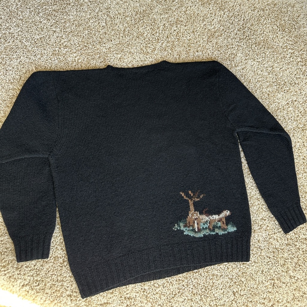 RARE - RALPH LAUREN Vtg Equestrian Horse English Hunt Wool Hand Knit Sweater L - Picture 6 of 15